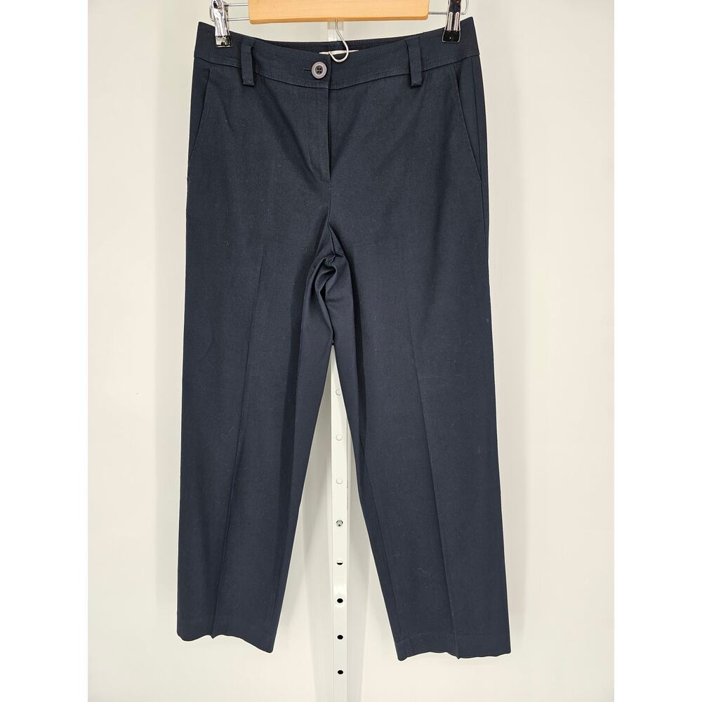 Talbots Women's Navy Button Closer Mid Rise Stretch Cotton-Rayon Pant Size 2